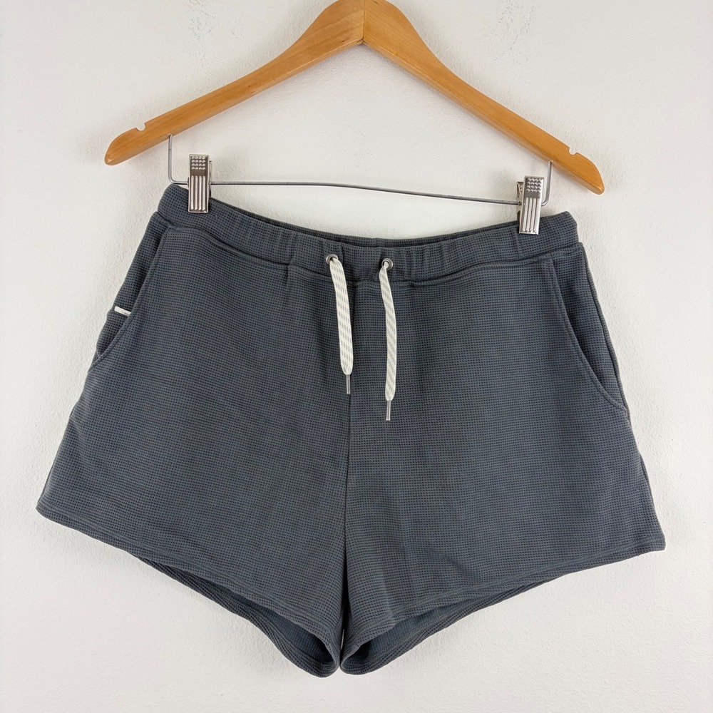 Vuori Waffle Shorts Charcoal Gray Drawstring Athletic Loungewear VW3002 Womens S